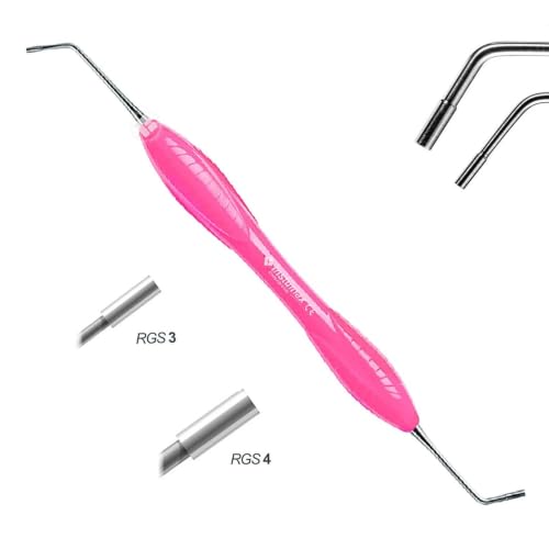 INSTUMAX® RGS 3-4 Instrument, Restorative Dentistry Filling Instrument with Pink Silicone Handle, Stainless Steel Dental Hand Instrument, 5 Piece Set