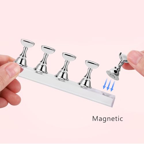 Nail Stand Magnetic Nail Holder for Painting Nails Nail Stands for Press-On - color: Silver