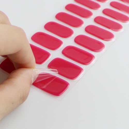 JMEOWIO Semi Cured Gel Strips Nail Art Sticker Wrap Red - color: Red