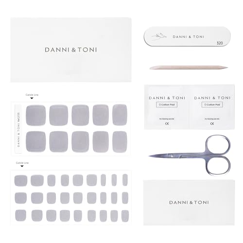 DANNI & TONI Semi Cured Gel Toenail Strips Sliver (Gloss Babe) Mirror Toe Nail Stickers Gel Pedi Wraps 37 Stickers - color: Gloss Babe
