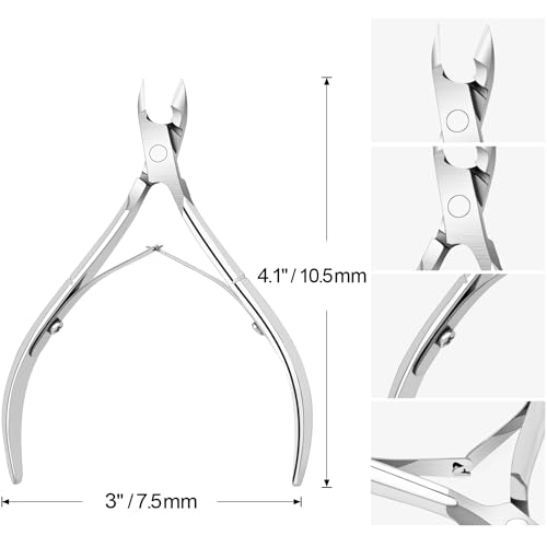4 Pack Professional Cuticle Nippers, Silver Nail Trimmer & Cutter - color: Silver
