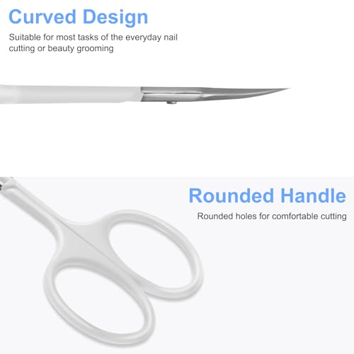 CGBE Cuticle Scissors, Extra Fine Curved Eyebrow Scissors, White - color: White