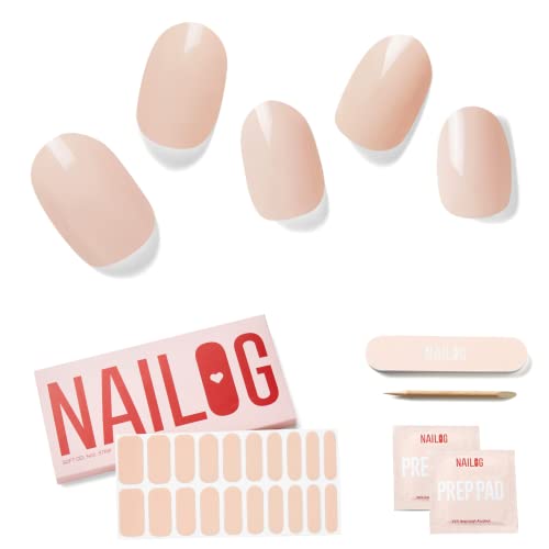 NAILOG Semi Cured Gel Nail Strips 20Pcs Nude Gel Nail Stickers - Beige - color: Beige