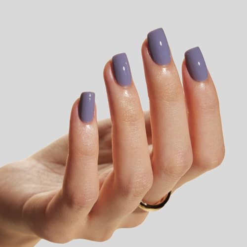 LAMIMOSA 32Pcs Ash Gray Press On Nails, Short Square Fake Nails, ASH - color: ASH