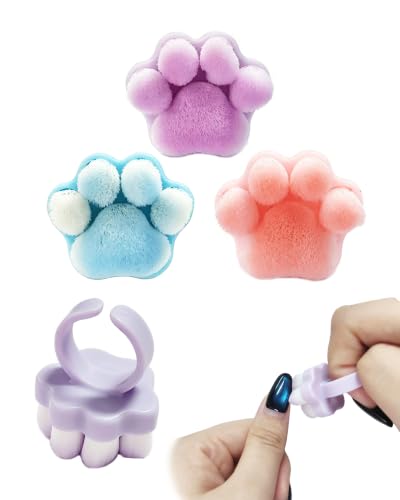 3 Pcs Cat Claw Open Ring Nail Dust Brush, Soft Nail Powder Remover Brush