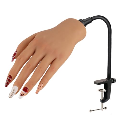 Nail Pratice Training Hand for Acrylic Nails with Stand Bracket,Soft Silicone Maniquin Hand, Flexible Bendable Nail Practice Fake Hand for Nails Art Practice Tool - color: 3#, size: Left Hand
