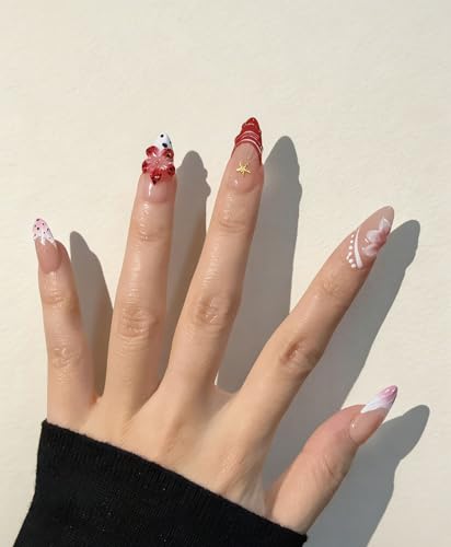 Handmade Medium Almond French Press On Nails,Reusable&Salon Quality(910, M) - color: 25910, size: M