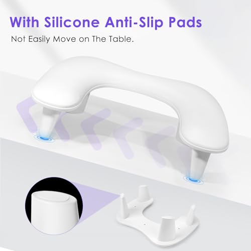 Big Arm Rest for Nails Tech, U-Shaped, for Acrylic Nails, White - color: 1nd Gen White