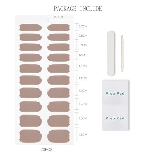 JMEOWIO Semi Cured Gel Strips Nail Art Sticker Wrap Coffee - color: Coffee