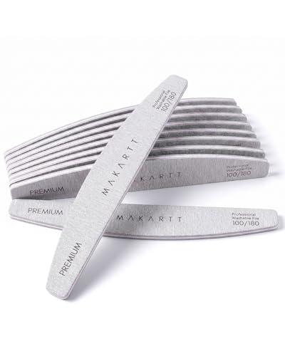 Makartt 100/180 Grit Nail Files, 10PCS Zebra Emery Boards for Nails - size: 100/180 Grit