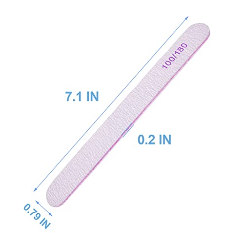 Nail File (200 Pcs), Bulk Emery Board Nail Files for Acrylic Nails and Natural Nails, 100/180 Grit Double Sided Emory Boards for Gel Nail Professional Reusable Washable Manicure Pedicure Kit Set Gray - size: 200 Pcs Rectangle 100/180 Grit
