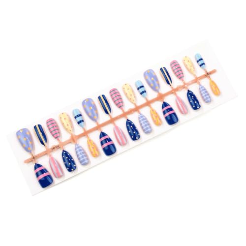 30Pcs Colorful Medium Almond Press On Nails, Summer Y2K Fake Nails - color: BD-Colorful-2