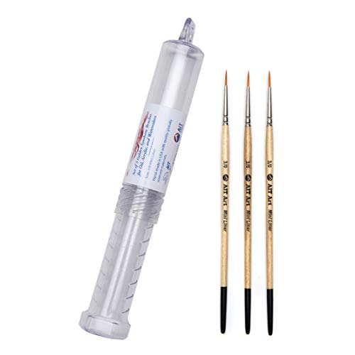 AIT Art Mini Liner Detail Paint Brushes, Size 3/0, Pack of 3, Handmade in USA for Trusted Performance Painting Small Details with Oil, Acrylic, and Watercolors - size: 3/0