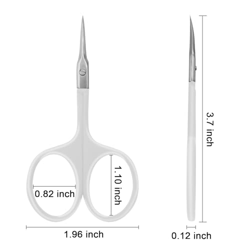 CGBE Cuticle Scissors, Extra Fine Curved Eyebrow Scissors, White - color: White