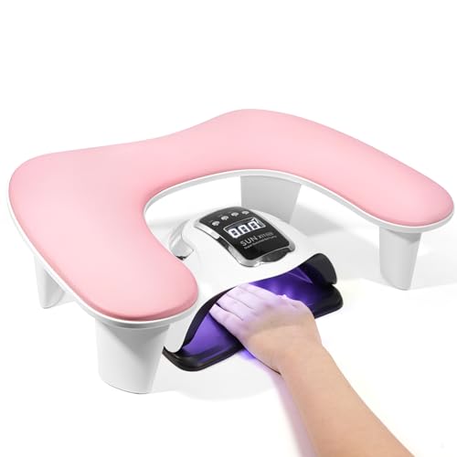Big Arm Rest for Nails Tech, U-Shaped, for Acrylic Nails, Pink - color: 1nd Gen Pink