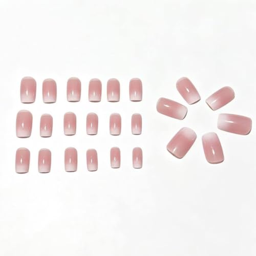 French Tip Press on Nails Medium Square Fake Nails with Ombre Designs Glossy Nails Press ons White Glue on Nails Cute False Nails Acrylic Stick on Nails for Women 24Pcs - color: Ombre Designs