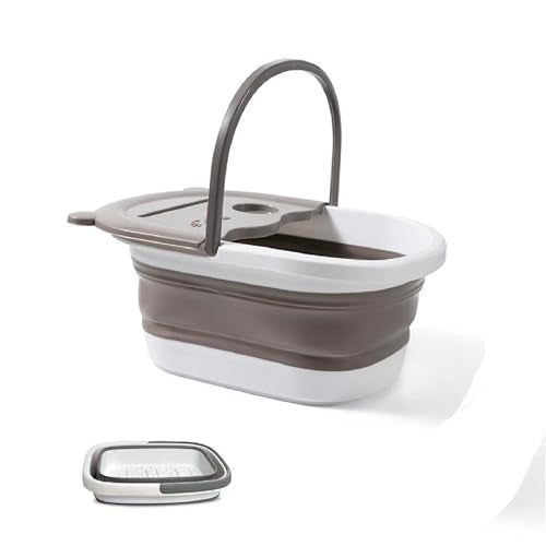 Collapsible Foot Soaking Tub with Handle Foot Bath Soak Tub For Feet Spa - color: Gray