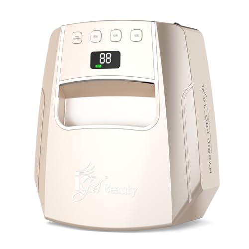 iGel Beauty Hybrid PRO 3.0 XL UV/LED Nail Lamp – Wireless Rechargeable 48W Nail Dryer, Extra Wide Full-Hand Curing, 9000mAh Battery, Smart Timer & Builder Gel Mode, Cordless Professional Lamp - color: Tan