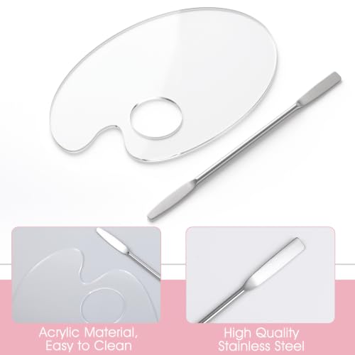 12 Pack Acrylic Cosmetic Palette with 12 Spatulas, Clear Makeup Mixing Tray - style: Oval