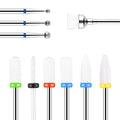 URAQT Ceramic Nail Drill Bits Sets, 10 pcs Electric Nail Drill Bits Kit 3/32", Professional Cuticle Polishing Bits for Acrylic Gel Nails, Electric Nail Files Manicure Pedicure Drill Tool - color: A-10pcs