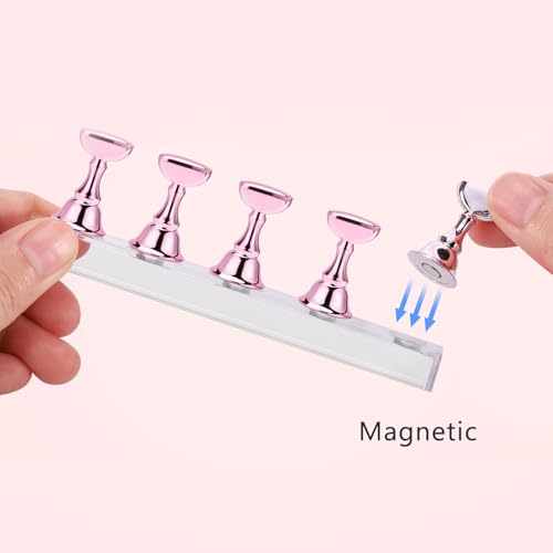 Nail Stand Magnetic Nail Holder for Painting Nails Nail Stands for Press-On - color: Pink