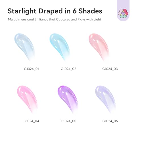 SAVILAND Hema-Free Poly Gel, 6 Iridescent Colors for Nail Extension Art - color: 01- 6 Colors Starlight Iridescent Brilliance