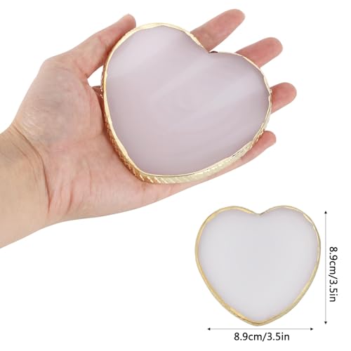 4 Pack Nail Art Palette, Resin Polish Color Design Makeup Mixing Plate, Heart Shape Mini Paint Palette for Nails - White, Pink