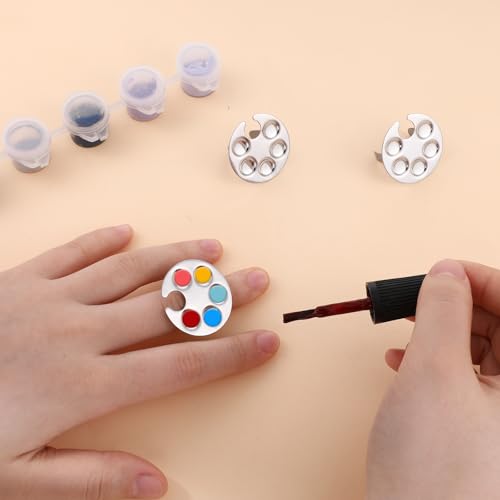 4 Pack Mini Nail Art Palette, Nails Rings Palette, Finger Rings Metal Manicure Palettes Tools, Nails Polish Mixing Plate, Gel Palettes Manicure for Nail Art Display - color: A