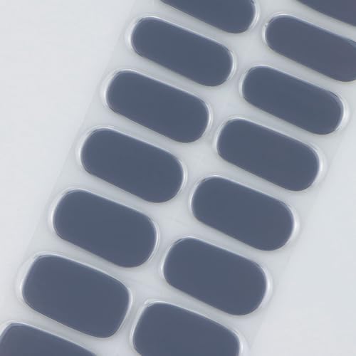 JMEOWIO Semi Cured Gel Strips Nail Art Sticker Wrap Grey Blue - color: Grey Blue