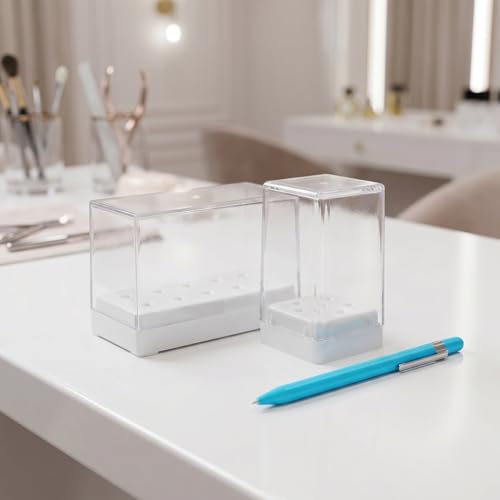 CALLARON 2pcs Nail Drill Bit Stand Multi-hole Nail Bits Storage Container Organizer Stand for Display