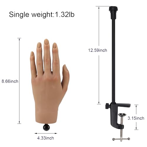 Nail Pratice Training Hand for Acrylic Nails with Stand Bracket,Soft Silicone Maniquin Hand, Flexible Bendable Nail Practice Fake Hand for Nails Art Practice Tool - color: 2#, size: Left Hand