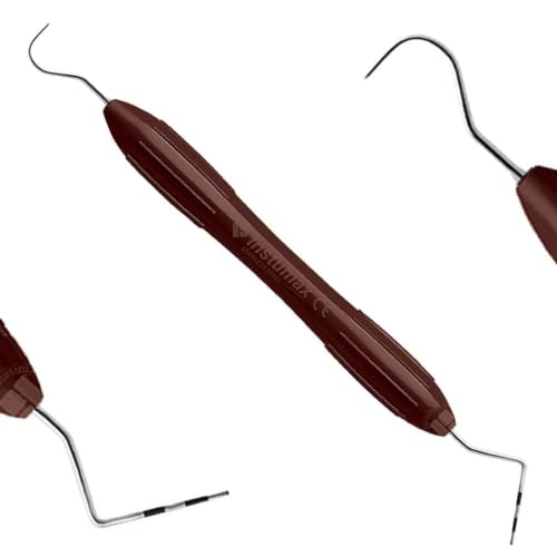 INSTUMAX® Probe 23/CP-12 Dental Probe Set of 5, Stainless Steel Dental Probes with Brown Silicone Handles, Dental Hand Instruments for Practices and Training