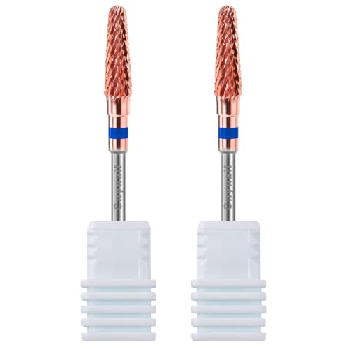 3/32" 2PCS Clean Cone Carbide Cuticle Cleaner Bit for Nail Prep & Cleaning - color: 008 Rose Gold, size: M