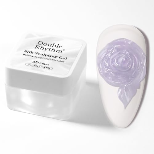 Double Rhythm 3D Nail Gel Pearl Solid Sculpting for Nail Art Non-Sticky Hard for Building Carving Molding Extension Soak Off UV/LED Nail Art Salon Home DIY 0.5 Oz (Purple-Silk 05) - color: Purple