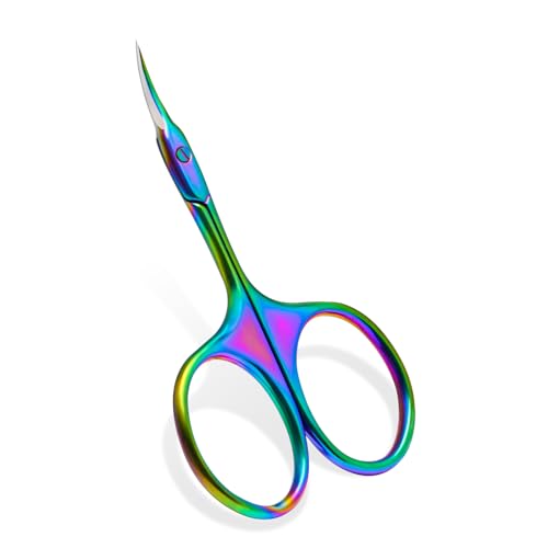 CGBE Cuticle Scissors, Extra Fine Curved Eyebrow Scissors, Multicolor - color: Multicolor