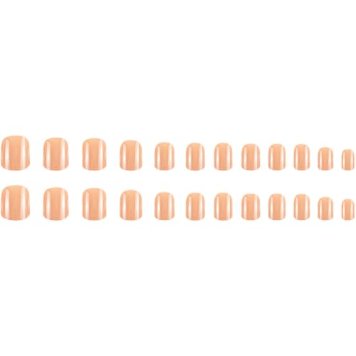 24Pcs Press on Nails Short Square Fake Nails with Nude Full Cover Designs - color: 22