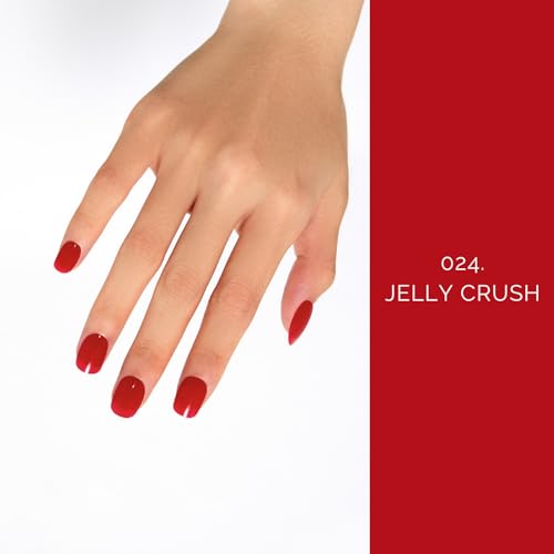NAILOG Semi Cured Gel Nail Strips Bright Red Nail Stickers - Jelly Crush - color: Jelly Crush