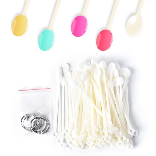 300 Tips Nail Swatch Sticks with Ring, Nail Practice Sticks - color: Beige Spoon Shaped