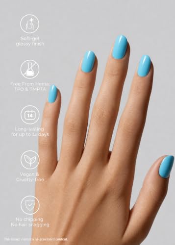 NAILOG Semi Cured Gel Nail Strips 34Pcs Sky Blue Gel Nail Stickers - Aqua - color: Aqua