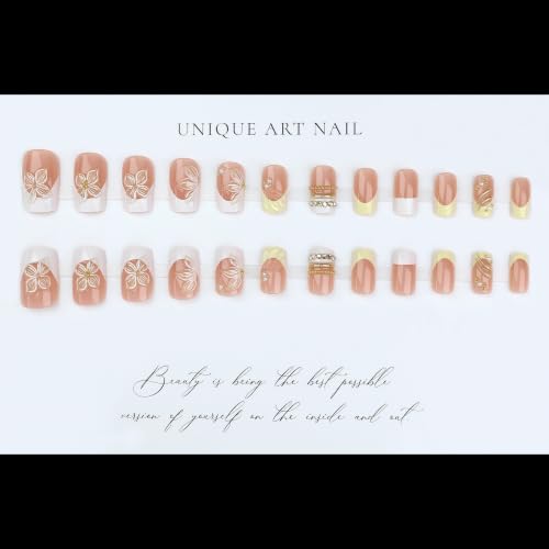 Square Short Press on Nails French Design Fake Nail 24Pcs - color: 2