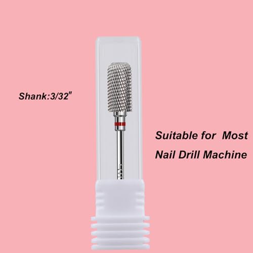 Nail Drill Bit 3/32”Fast Remove for Acrylic or Hard Gel,Barrel Electric Nail File Carbide Bit for Nail Cuticle Gel Dipping Powder Polishing, Professional Manicure Pedicure Nail Art Tool,Fine
