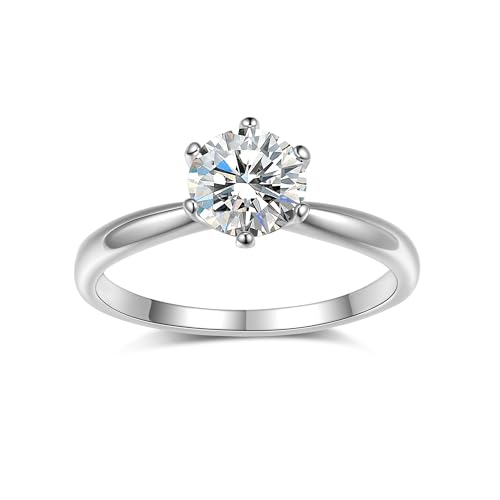 Ladies Ring-Moissanite Diamond Ring -with GRA Certificate, 925 Sterling Silver,D Color and VVS1 Clarity Grade, Plasma Cutting Craftsmanship, Suitable for Parties/Travel/Weddings/Birthd - size: 9, style: R15