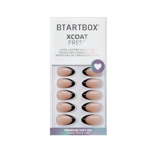 BTArtbox Halloween Press On Nails, French Tip Almond Nails, 32 Pcs Full Kit - color: A1-Black French