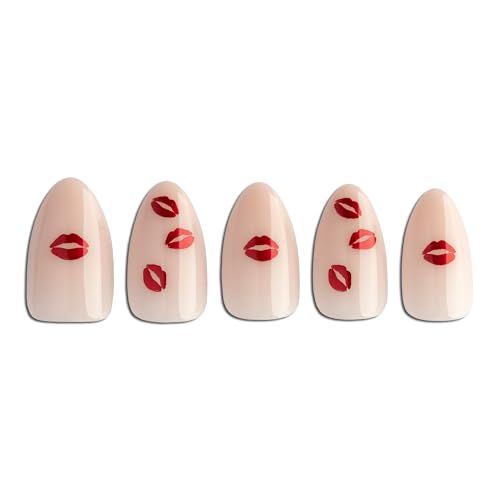 PaintLab Cupid's Kiss Lips Press On Nails, Short Almond, 30pcs Nail Kit - color: Cupid's Kiss