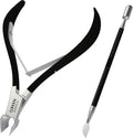 Professional Cuticle Trimmer & Nippers, Stainless Steel Nail Care Tool - color: Black