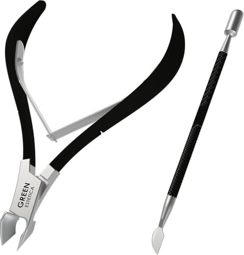 Professional Cuticle Trimmer & Nippers, Stainless Steel Nail Care Tool - color: Black