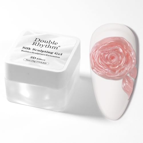 Double Rhythm 3D Nail Gel Pearl Solid Sculpting Gel for Art Non-Sticky Hard Gel for Building Carving Molding Extension Soak Off UV/LED Nail Art Salon Home DIY 0.5 Oz (Pink-Silk 04) - color: Pink