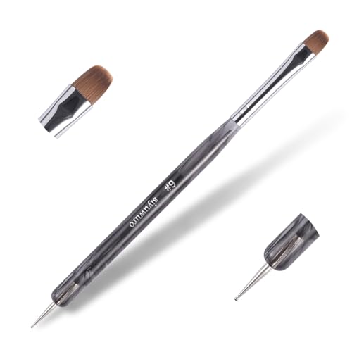 Kolinsky Sable Nail Brush French Nail Brush 2 Way Professional UV Gel Acrylic Nail Art Brush with Dotting Tool for French Manicure Cuticle Clean Up Nail Art Design Brush (6#) - color: 6#