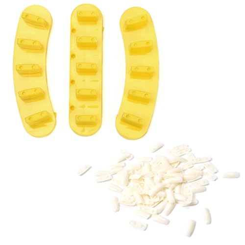 3PCS False Nail Art Tips Practice Display Stand Tool with 110 Tips - color: Yellow