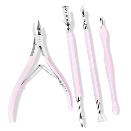 NXJ INFILILA Cuticle Remover Kit 4Pcs,Cuticle Trimmer & Pusher,Scraper - size: Pink Cuticle Tools-4pcs
